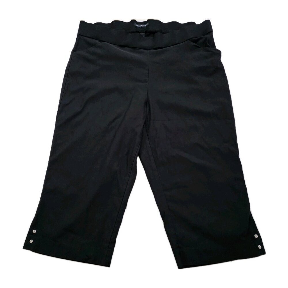 Counterparts Capri Pants Women 2X Black Pull On Elastic Waist Slits Studs Mature